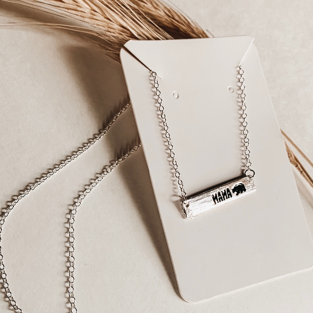 Mama Bear Necklace Silver